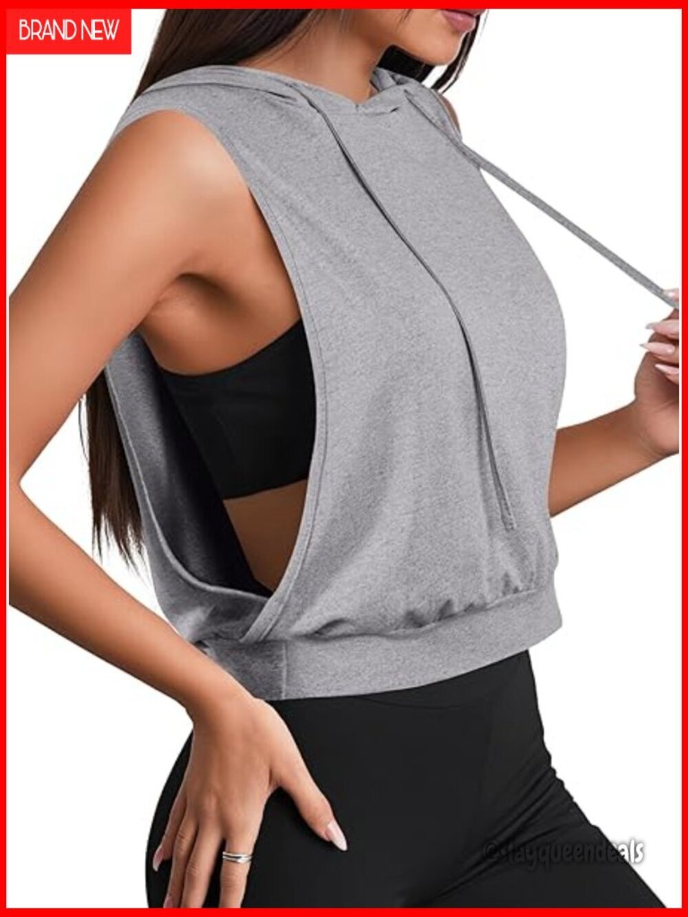 Sleeveless Hooded Crop Top Tank Workout Athletic Gym Top